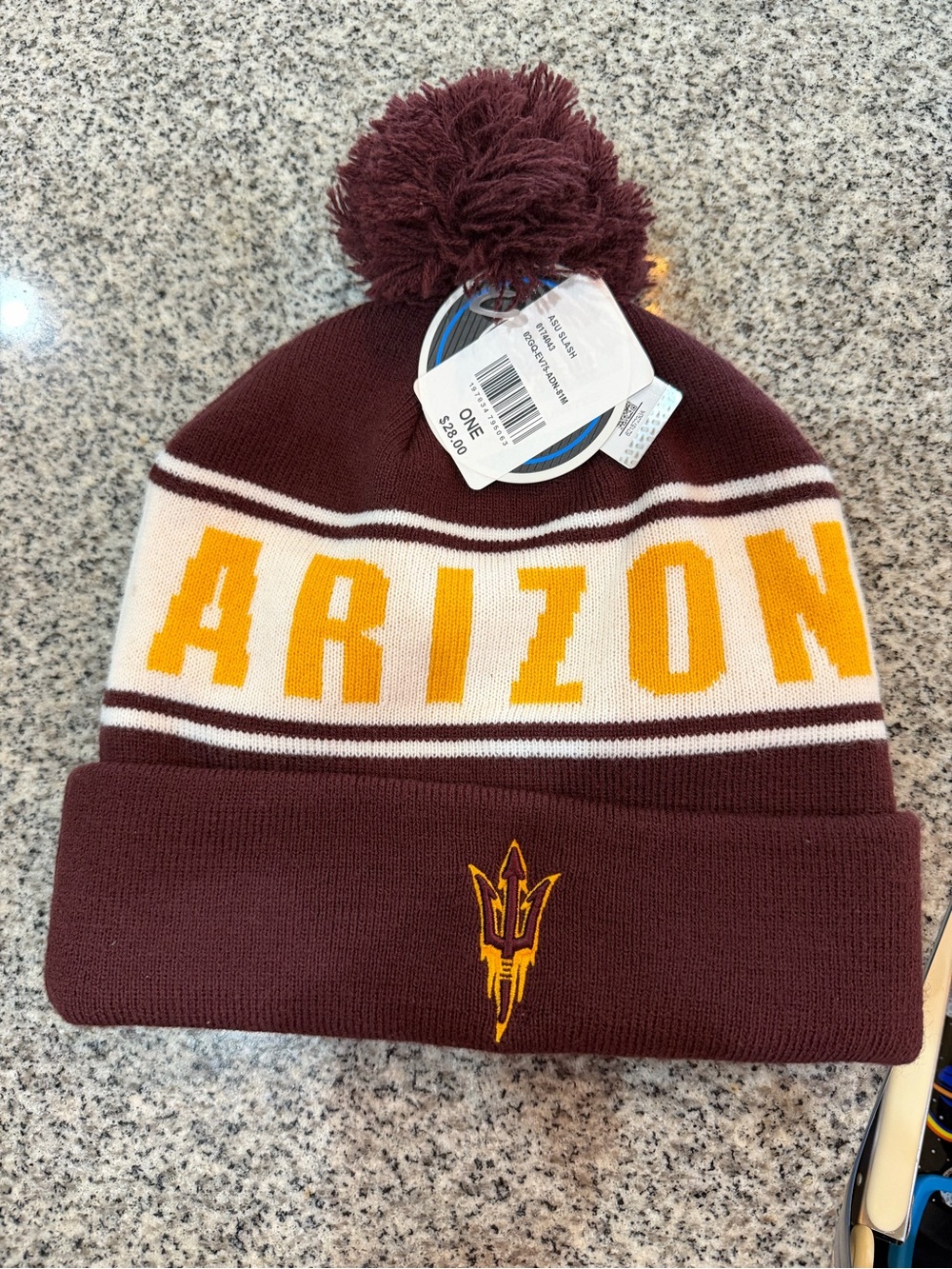 ASU☀️Beanie Arizona State University Sun Devils Sparky Fork ‘Em Knitted Hat
